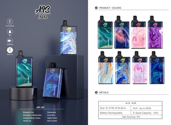 5000 Puffs AIS Air Puff Bar Disposable Device Strawberry Kiwi 1.2ohm