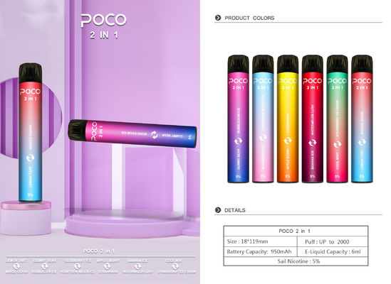 POCO 2 In 1 Salt Nic Disposable Vapes Pen 2000puff 6ml E-Liquid