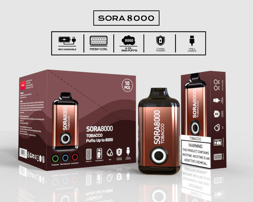 14ml 8000 puffs Prefilled Disposable Vape Cigarette Sora 650mah type-C rechargeable