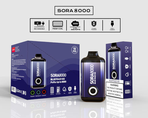1.1ohm Mesh Coil Sora 8000 E Cigarette Vaporizer With  ejuice capacity