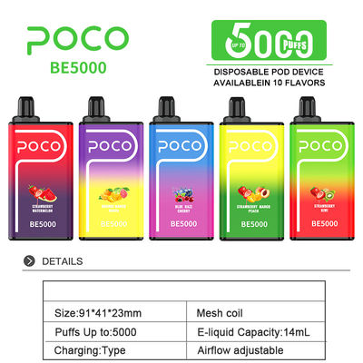 POCO BE5000 Puffs 50mg Nicotine Disposable Vape 14ml Pre-Filled Ejuice 1200mAh