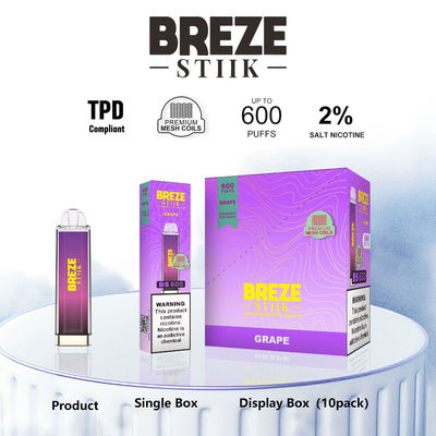 600Puffs Disposable Vape Pen With 2%Nic For Vaping Experience In Display Box