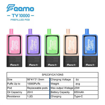 20ml Cartridge Capacity High Puff Disposable Vape with Top Fill and Mesh Coil